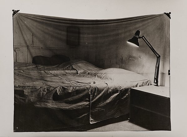 Balthasar Burkhard, The Bed (Photo Canvas With Markus Raetz), 1969/1970.  © Estate Balthasar Burkhard