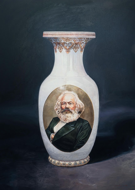 Vase with Karl Marx (USSR 1953) - red, 2016, oil on canvas, 95 x 75 cm, 37 3/8 x 29 1/2 in. Courtesy the artist and galerie Templon