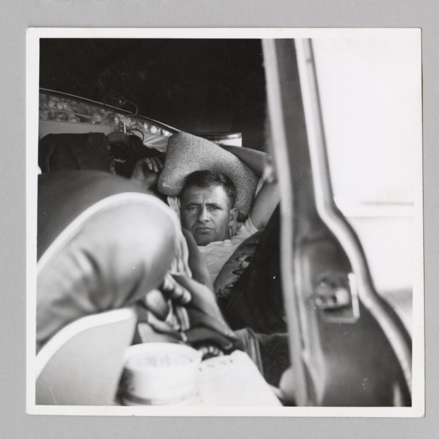 &quot;Untitled (man in car backseat)&quot;, 1950s; American; gelatin silver print; Saint Louis Art Museum, Gift of John R. and Teenuh M. Foster 299:2018