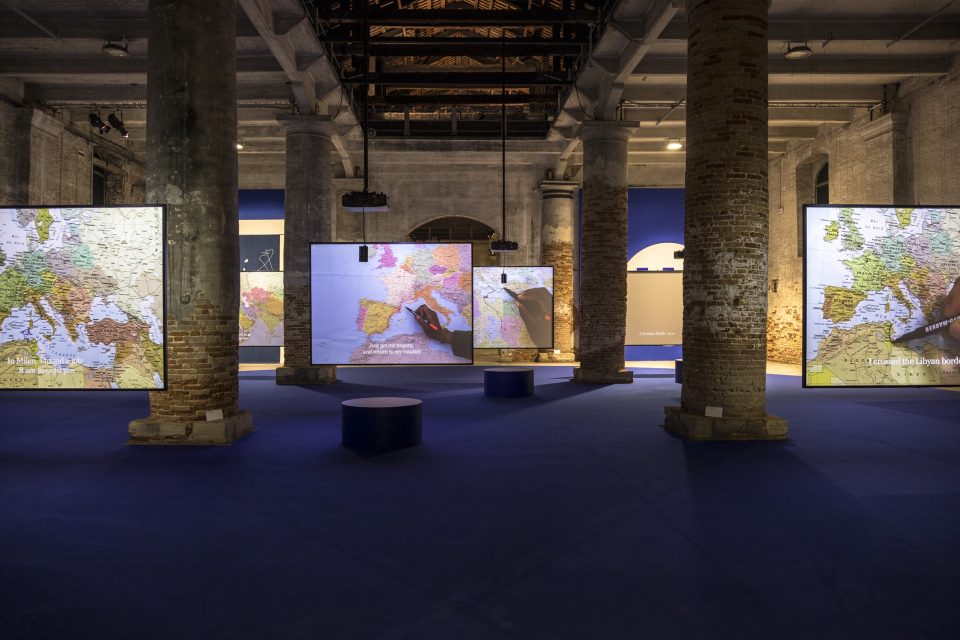 Bouchra Khalili, The Mapping Journey Project, 2008-2011 - Courtesy of the artist,  Biennale di Venezia & Louisiana Museum of Modern Art  Installation photo by Marco Zorzanello.