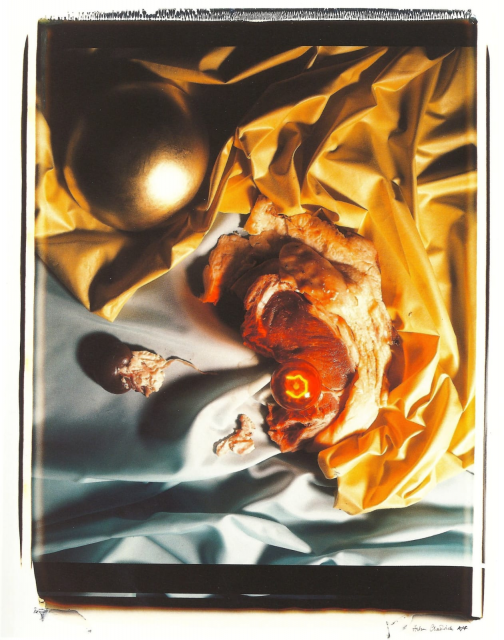 Helen Chadwick, Meat Abstract No. 8: Gold Ball / Steak, 1989, Polaroid, silk mat, 81 x 71 cm, Edition of 4 + 1 AP, Copyright The Artist