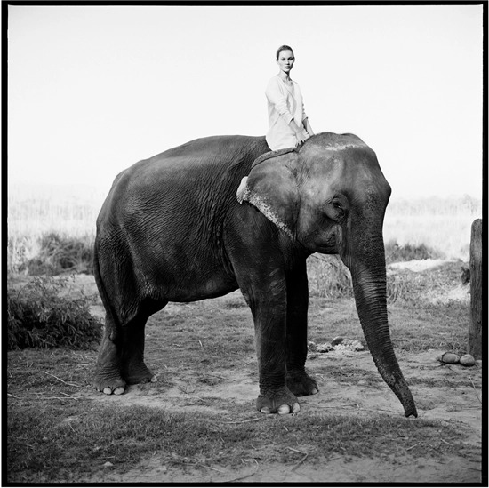 Arthur Elgort, Kate Moss on elephant, Nepal, 1994 © Arthur Elgort / Courtesy of CAMERA WORK Gallery