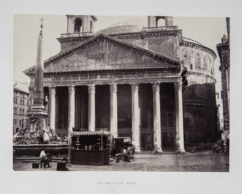 Francis Frith (British, 1822-1898), The Pantheon, from the album Rome Photographed, ca. 1873. Albumen silver print. 6 3/4 x 9 3/8 in. Publisher: William MacKenzie, Paternostor Row. London, Glasglow & Edinburg. Gift of Mr. and Mrs. William Knight Zewadski. 1989.109.057.f