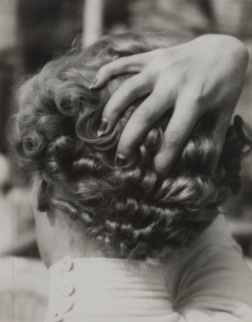 &quot;Untitled (Woman with Hand in Hair)&quot; 1931, Lee Miller. Gelatin silver print. Museum purchase, Mr. and Mrs. H. Blumenthal Fund