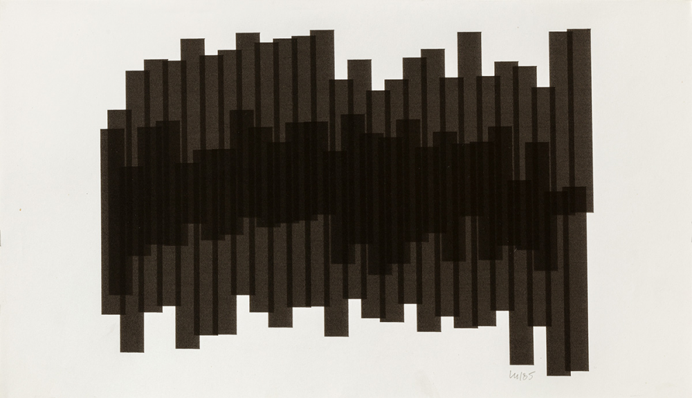 Vera Molnar, 2 rangées de rectangles,1985 - Ink on paper, 245x418mm, MV755