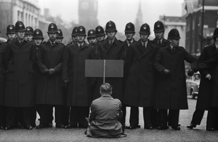 Protester, Cuban Missile Crisis, Whitehall, London , 1963, Don McCullin, Courtesy Hamiltons Gallery