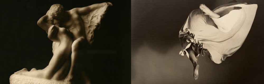 Left: Rodin/Auguste Jacques-Ernest Bulloz, Eternal Springtime (marble), c. 1910-1913; Right: Barbara Morgan, Valerie Bettis: Desperate Heart, 1943
