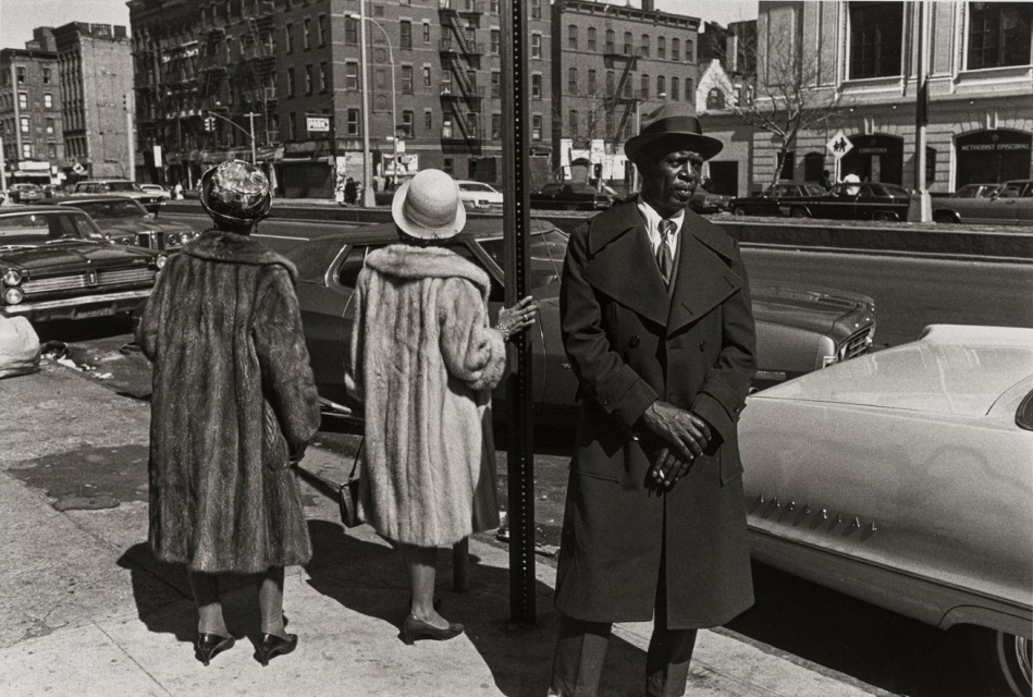 Dawoud Bey, "A Man and Two Women After a Church Service", 1976. Gelatin silver print. Gift of David W. Williams and Eric Ceputis. © Dawoud Bey.
