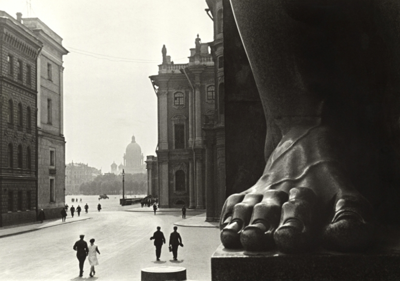 At the Hermitage, 1930 Gelatin silver print mounted  Title an date in pencil in Russian on verso Photographer's stamp and name in pencil on verso Courtesy Nailya Alexander Gallery