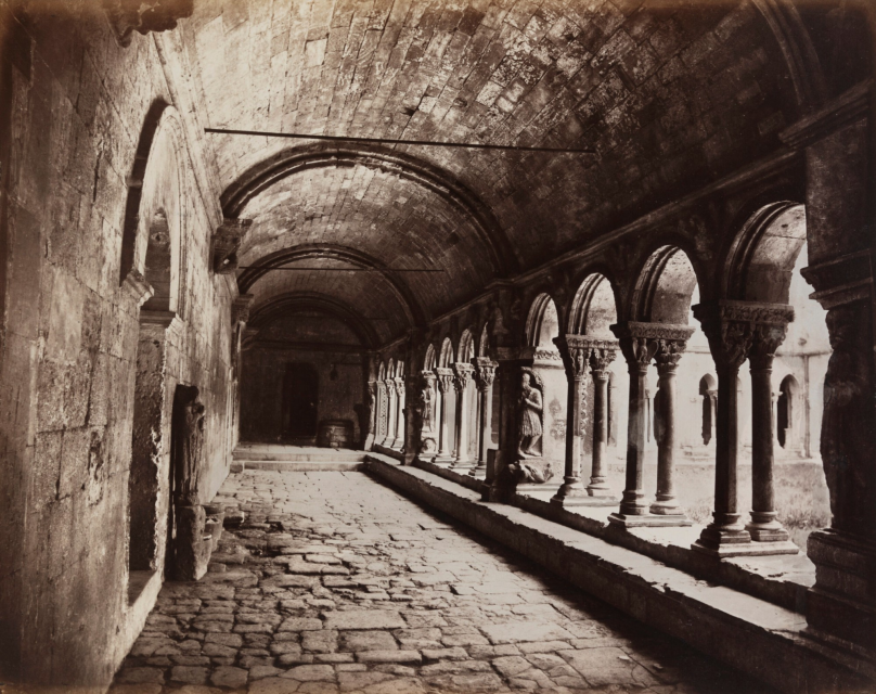 Édouard Denis Baldus (French (born Prussia), 1813–1889), Arles. Cloister, St. Trophime (Arles. Cloître, St. Trophime), ca. 1861, Albumen print from waxed paper negative, Gift of Susan and Paul Hirschbiel, 2019.19.3