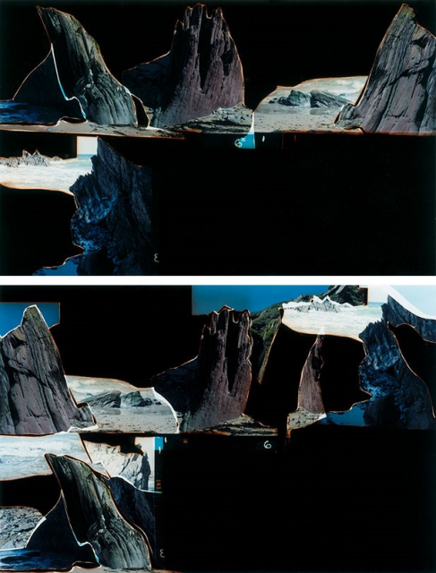 © Dafna Talmor, Constructed Landscapes, Untitled (CO-161616161616161616-1) [Studies #7, #16], 2021, Unique C-type handprints (diptych), Image Size: 13,6 x 22 cm / 14,6 x 22 cm | 45,9 x 37 cm frame, courtesy TOBE Gallery