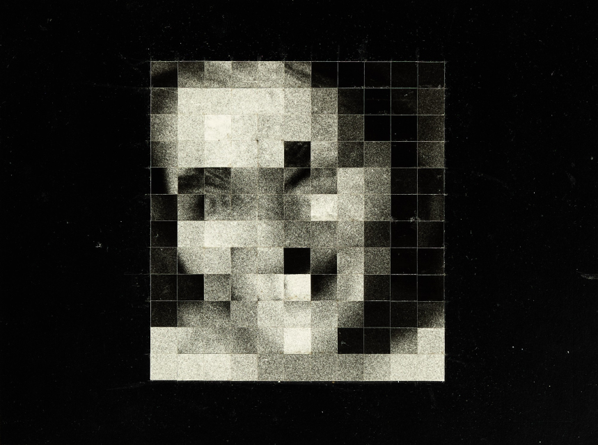 Péter Türk: Static Cinema I. Phase Images of the Script 16, 1983, paper, silver print collage, 300x400 mm, Photo: Dávid Biró