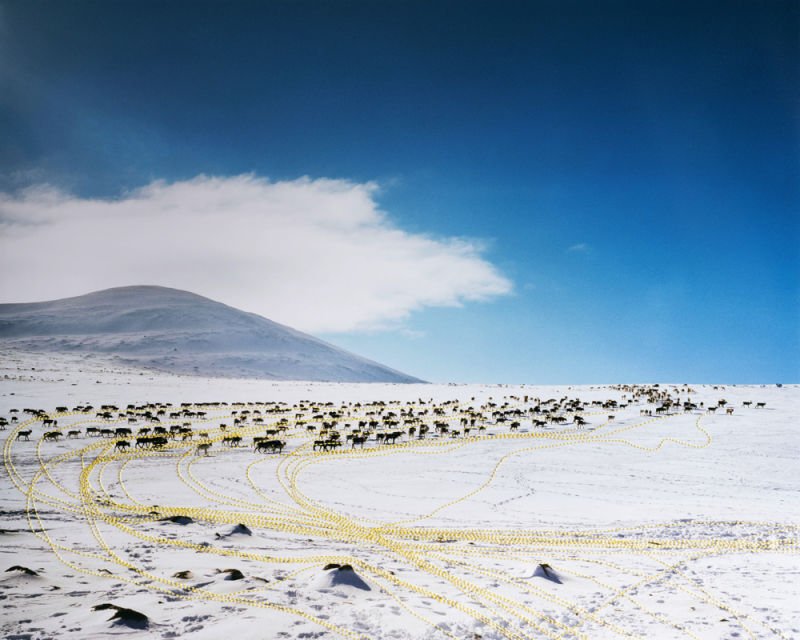 Scarlett Hooft Graafland, Tracks, (Norway), 2024, Embroidery on Inkjet print, Ed. 1 of 2.