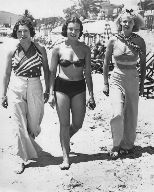On the beach, as elsewhere, many women broke free from old habits, 1930’s © All rights reserved